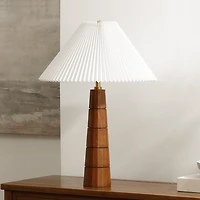Brown Tapered Table Lamp with Pleated Empire Shade