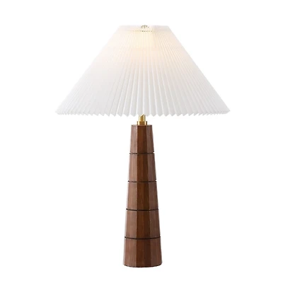 Brown Tapered Table Lamp with Pleated Empire Shade