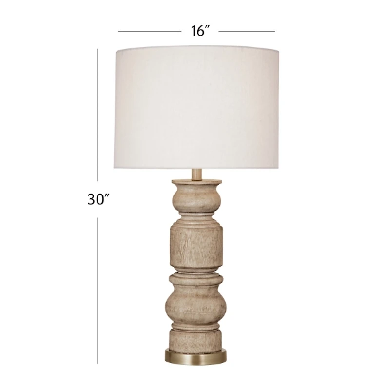 Light Brown Carved Helford Table Lamp