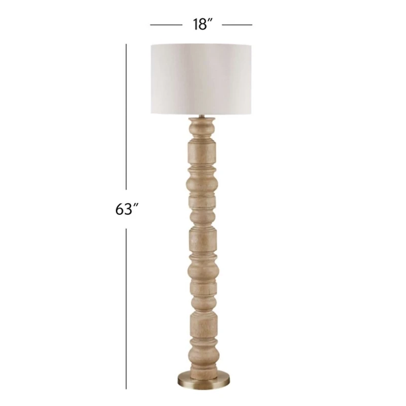 Light Brown Carved Helford Floor Lamp