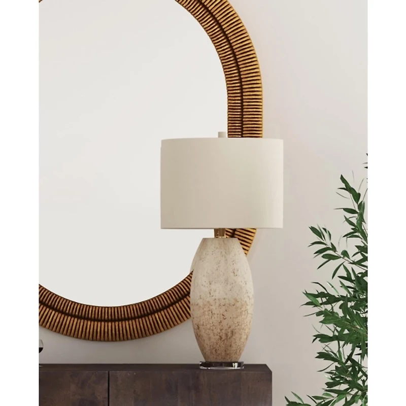 Distressed Brown & Cream Dauphin Table Lamp