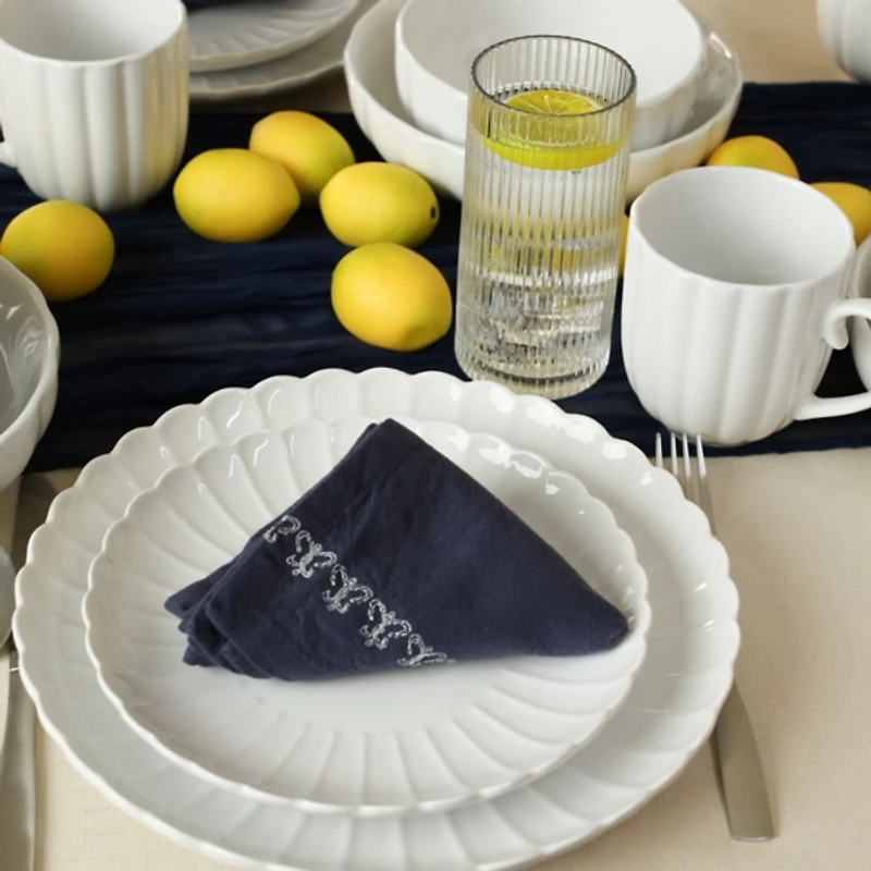 White Porcelain Petal Salad Plates, Set of 4