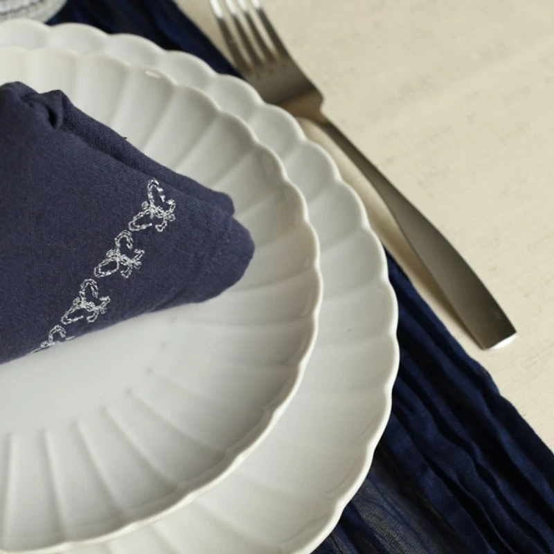 White Porcelain Petal Salad Plates, Set of 4