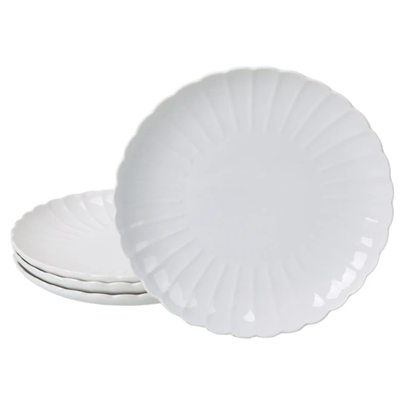 White Porcelain Petal Salad Plates, Set of 4
