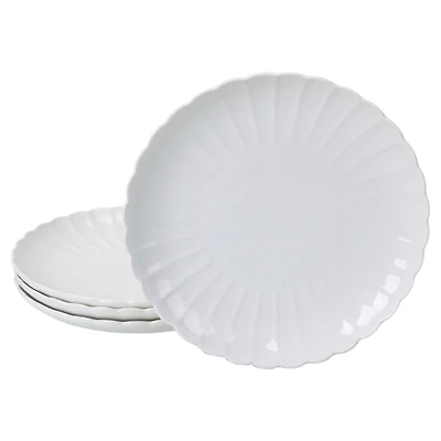 White Porcelain Petal Salad Plates, Set of 4