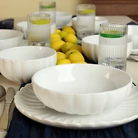 White Porcelain Petal Dinner Bowls, Set of 4