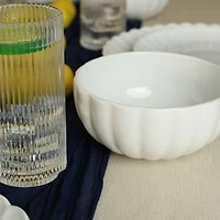 White Porcelain Petal Cereal Bowls, Set of 4