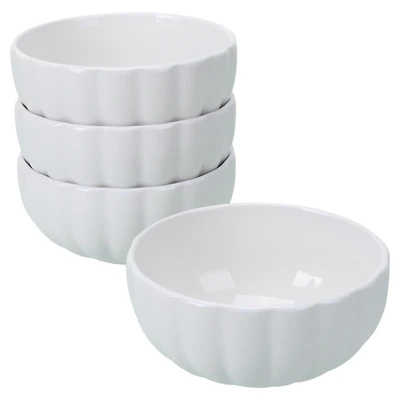White Porcelain Petal Cereal Bowls, Set of 4