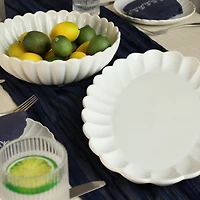 White Porcelain Petal Serving Bowl & Platter Set