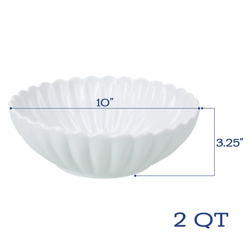 White Porcelain Petal Serving Bowl & Platter Set