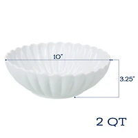 White Porcelain Petal Serving Bowl & Platter Set
