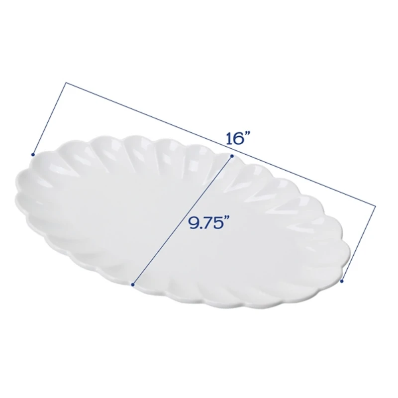 White Porcelain Petal Serving Bowl & Platter Set