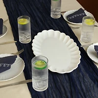 White Porcelain Petal Serving Bowl & Platter Set