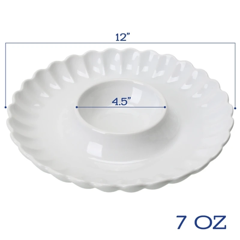White Porcelain Petal 2-pc. Chip & Dip Platter Set