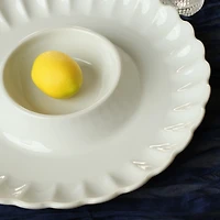 White Porcelain Petal 2-pc. Chip & Dip Platter Set