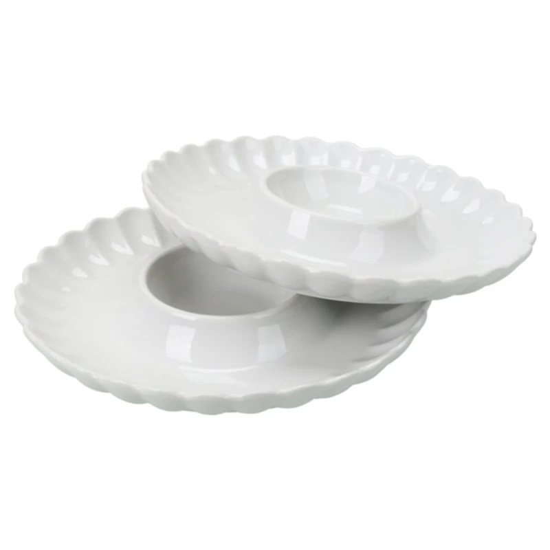 White Porcelain Petal 2-pc. Chip & Dip Platter Set