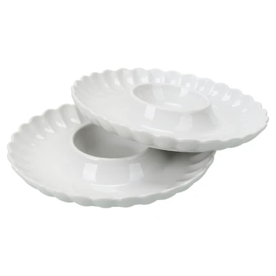 White Porcelain Petal 2-pc. Chip & Dip Platter Set