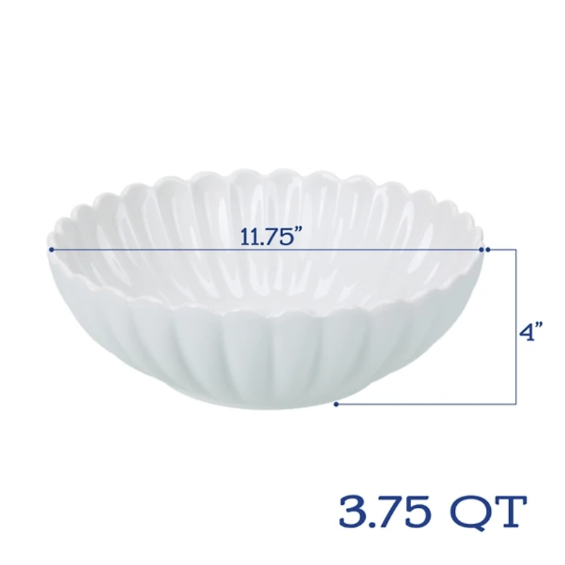 White Porcelain Petal Serving Bowls, Set of 2
