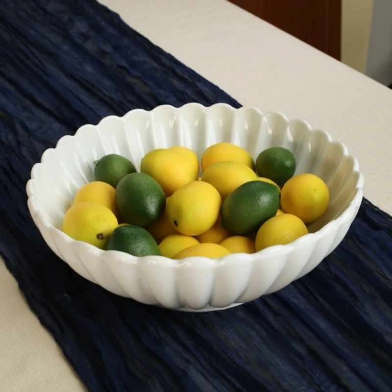 White Porcelain Petal Serving Bowls, Set of 2