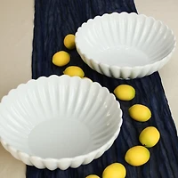 White Porcelain Petal Serving Bowls, Set of 2