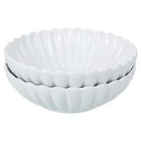 White Porcelain Petal Serving Bowls, Set of 2