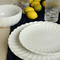 White Porcelain Petal Dinner Plates, Set of 4