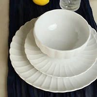 White Porcelain Petal Dinner Plates, Set of 4