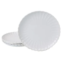 White Porcelain Petal Dinner Plates, Set of 4