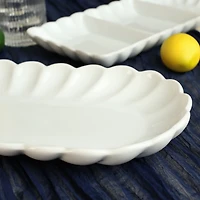 White Porcelain Petal 2-pc. Platter & Dish Set
