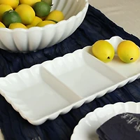 White Porcelain Petal 2-pc. Platter & Dish Set