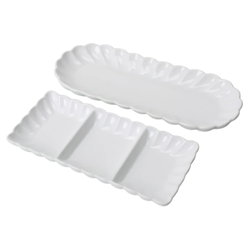 White Porcelain Petal 2-pc. Platter & Dish Set