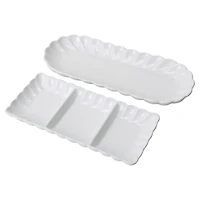 White Porcelain Petal 2-pc. Platter & Dish Set