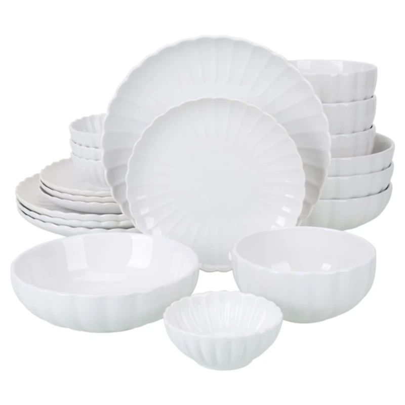 White Porcelain Petal 20-pc. Dinnerware Set