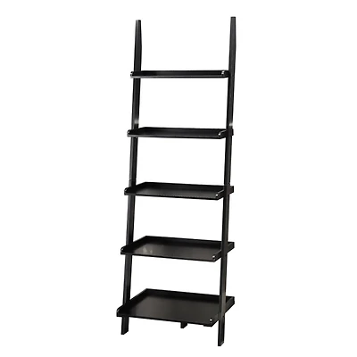 Heritage Black Wood Ladder Bookshelf