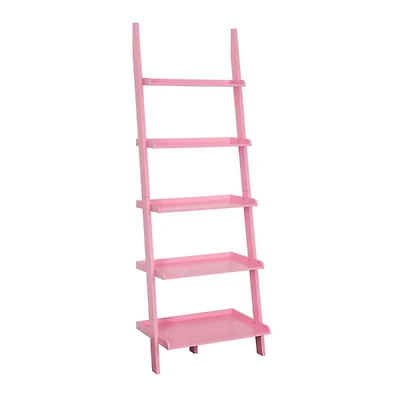 Heritage Pink Wood Ladder Bookshelf