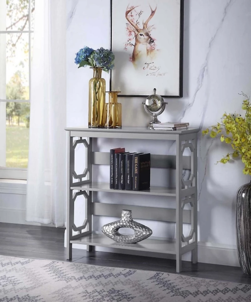 Gray Geometric 3-Tier Bookcase