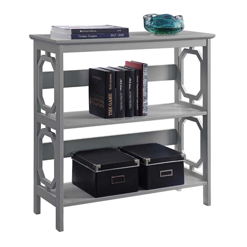 Gray Geometric 3-Tier Bookcase