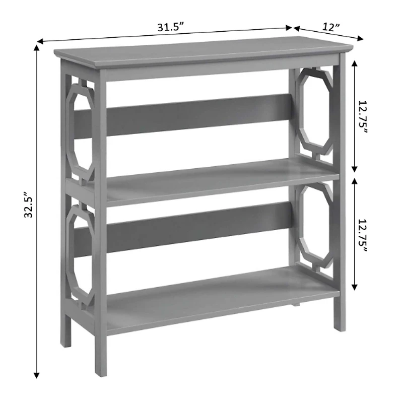 Gray Geometric 3-Tier Bookcase