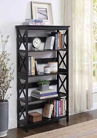 Black 5-Tier Oxford Bookcase
