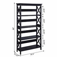 Black 5-Tier Oxford Bookcase