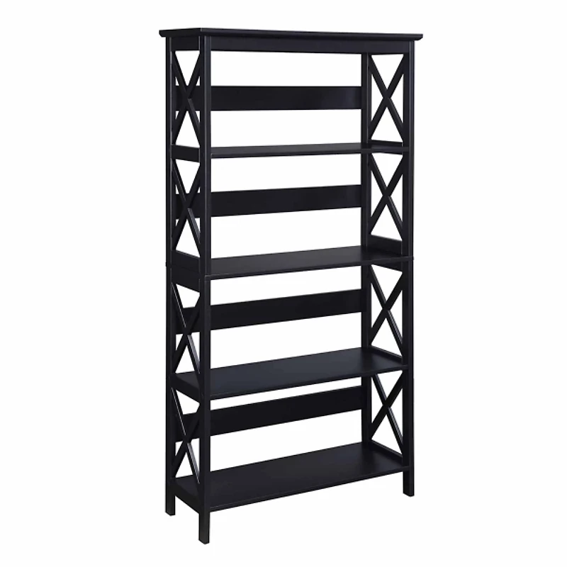 Black 5-Tier Oxford Bookcase
