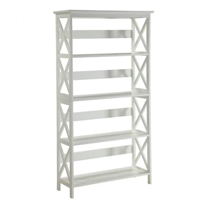 White 5-Tier Oxford Bookcase