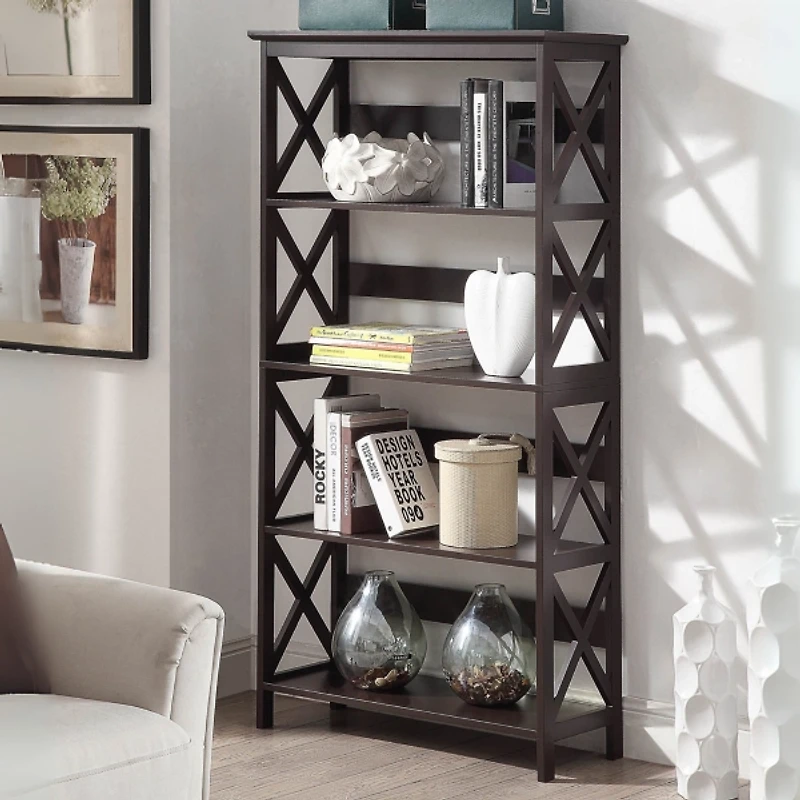 Espresso 5-Tier Oxford Bookcase