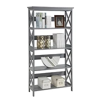 Gray 5-Tier Oxford Bookcase