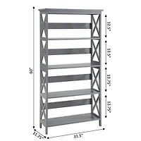 Gray 5-Tier Oxford Bookcase