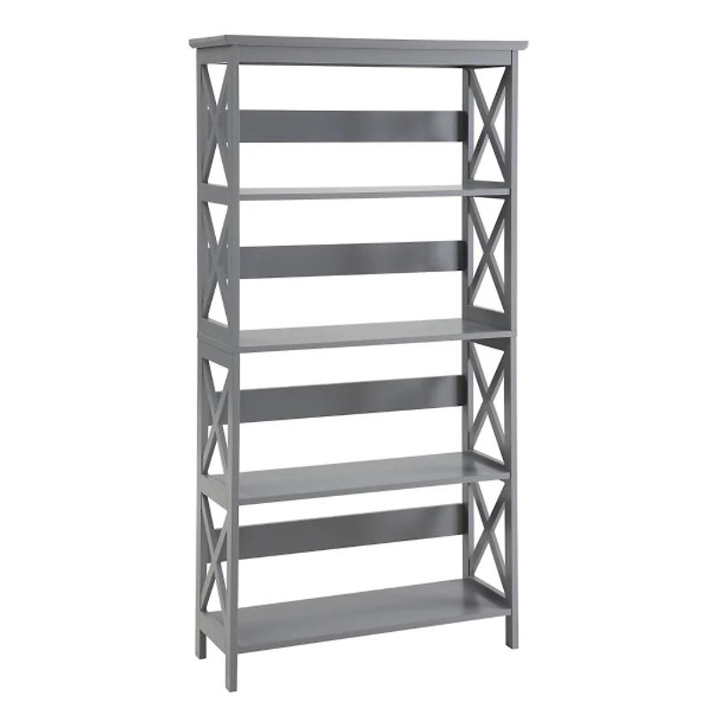 Gray 5-Tier Oxford Bookcase