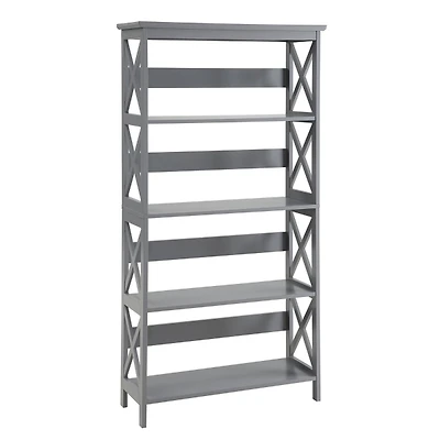 Gray 5-Tier Oxford Bookcase