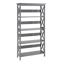 Gray 5-Tier Oxford Bookcase