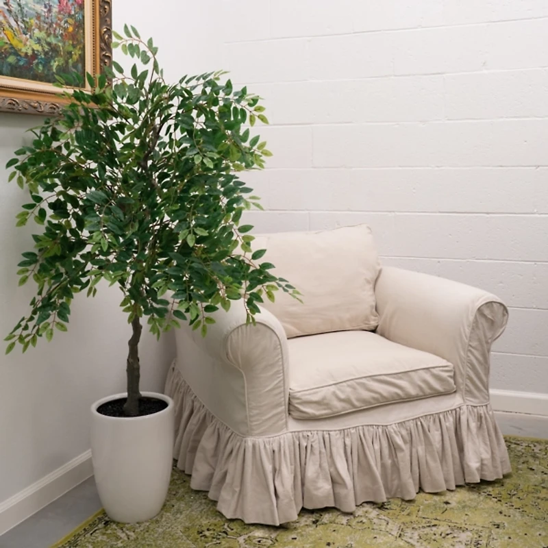 5 ft. Willow Tree in White Ceramic Pot
