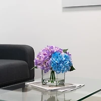 Blue and Purple Hydrangea Arrangement